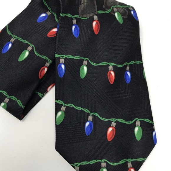 Daland Designs Christmas Holiday Tie Necktie Santa Strings of Lights - Picture 4 of 4